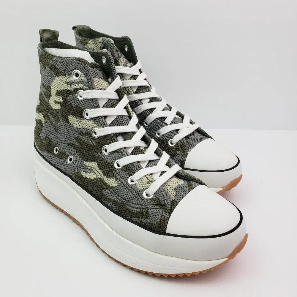Madden Girl Winnona Womens Size 9 Green Camo Fabric Platform Hi Sneaker Shoes